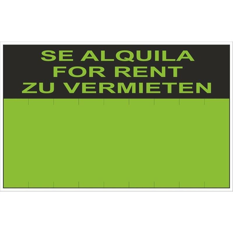 

Señal Se Alquila/For Rent/Zu Vermieten | 350 x 450 mm - Verde Fluorescente