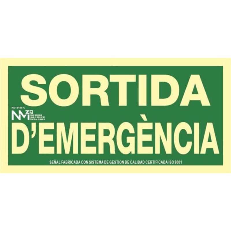

Senyal Luminiscent Sortida D Emergencia PVC 15x30 cm Verde
