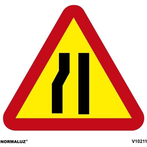 SEÑAL TRAFICO PVC 500 TRIANGULAR ESTRECHAMIENTO IZQUIERDA