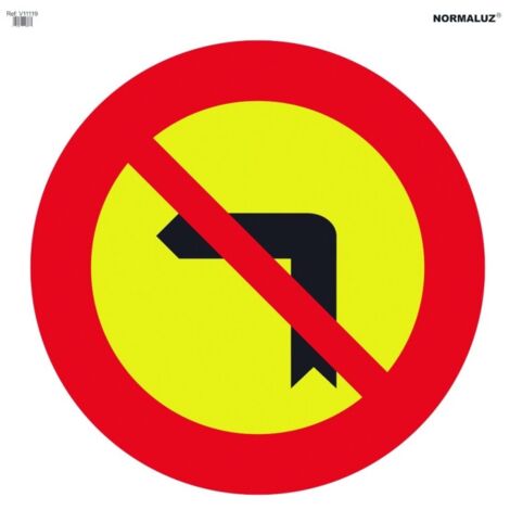 Señal vial bolsa textil 700x700mm prohibido giro izquierda v