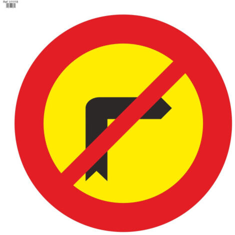 Señal Vial de Bolsa Giro A La Derecha Prohibido 700 x 700 mm