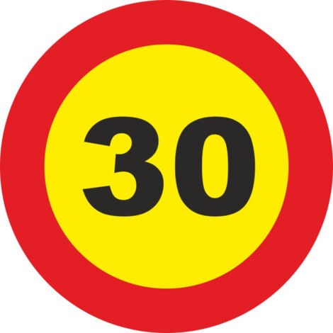 Señal Vial Metálica 30 Km/h Velocidad Máxima Diámetro 500 mm