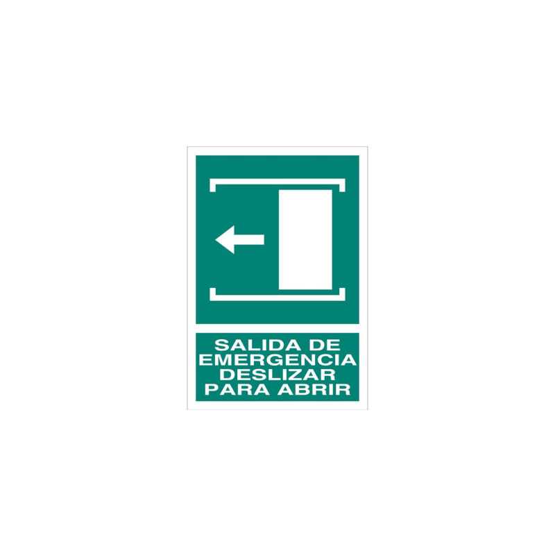 

Señal de evacuación pictorama y texto - Deslizar para Abrir izquierda | 148X105
