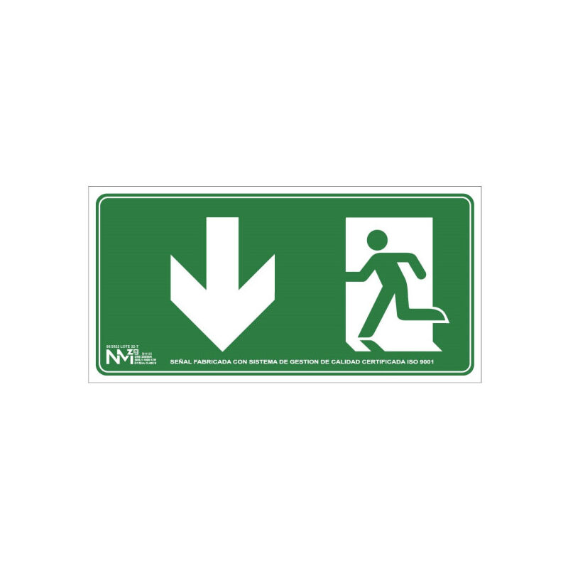 

Sekureco - Señales De Evacuacion Luminiscentes Gran Formato Flecha Abajo FRD18035 | CLASE A (PVC 1 mm) - 948 x 474 mm