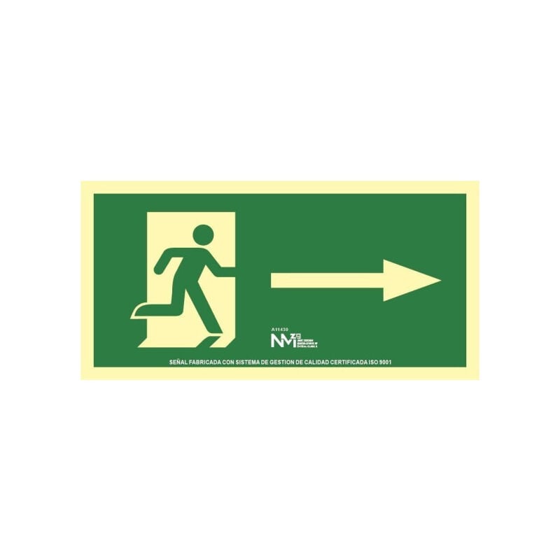 

Sekureco - Señales De Evacuacion Luminiscentes Gran Formato Flecha Derecha FRD1K030 | CLASE A (PVC 1 mm) - 948 x 474 mm