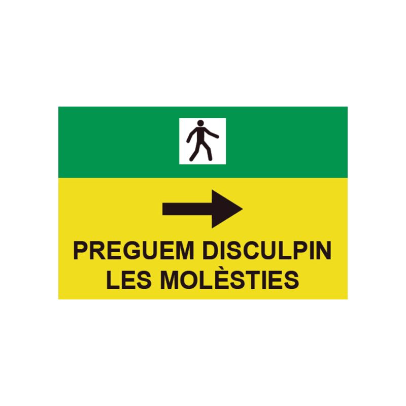 FV12232-C Se/ñalizaci/ón Vial PVC Preguem Disculpin Les Mol/ésties Derecha PVC Blanco 0,7mm 50x70 cm con CTE RIPCI Nueva Legislaci/ón