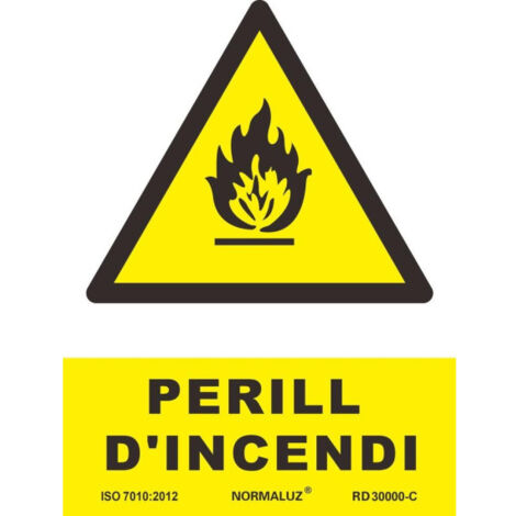 Señalización con tintas UV en Catalán "PERILL D´ INCENDI" SEKURECO