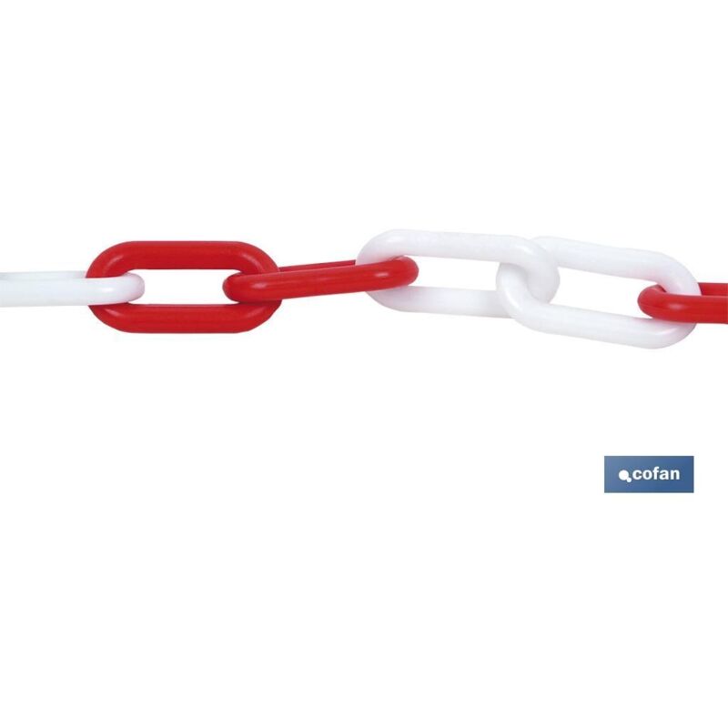 

Cadena de plÁstico 8mm 25 mts rojoblanco