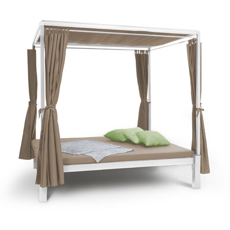 Senator Lounge Gartenliege 188x208x205cm Sonnendach Polyester Stahl taupe