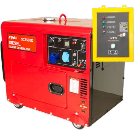SENCI Groupe électrogène diesel 6000W 230V silencieux avec boitier ATS SC7500Q
