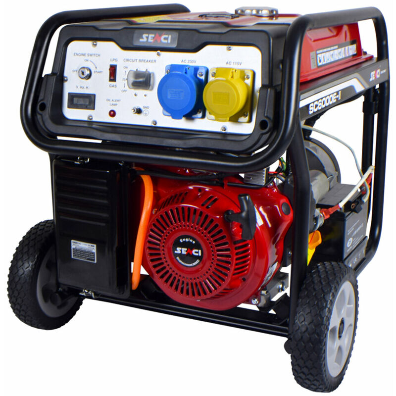 Senci - SC6000-II Petrol Frame Mounted Generator 5.5kW, Electric Start, Wheel Kit