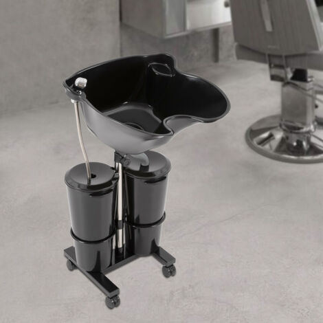 Senderpick – Bac à laver mobile pour salon de coiffure – Hauteur et angle réglables – Double seau avec pompe électrique – Conception stable et facile à déplacer