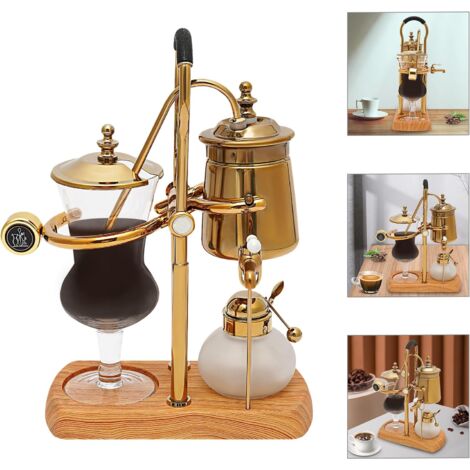 Senderpick – Cafetière à siphon 400 ml – Base en bois – Filtre en tissu intégré – Goût pur et aromatique – Pour 4 tasses de café ou thé