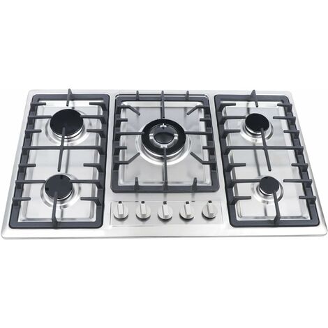 Senderpick – Cuisinière à gaz encastrable 5 brûleurs 860 x 500 mm – Allumage électrique – Système d'extinction de flamme – Acier inoxydable – 3 kW total