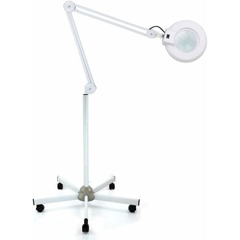 Senderpick – Lampe loupe éclairante LED 22W – Lentille dioptrique 220mm – Éclairage sans ombre – Support mobile avec roulettes