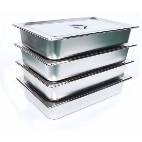 Senderpick – Lot de 4 récipients en acier inoxydable pour conservation au chaud – Dimensions 53.5 x 33 x 10 cm – Pour buffets et restauration