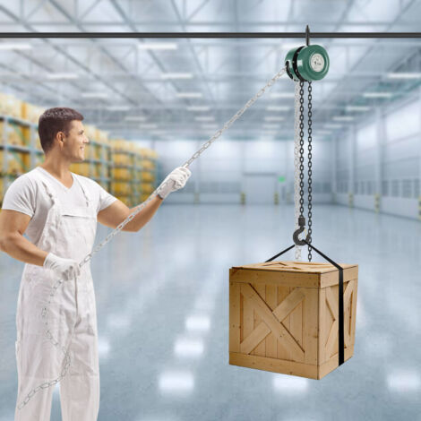 Senderpick – Palan manuel à chaîne 1T – Capacité de levage 3m – Crochet tournant 360° – Acier traité électrostatique