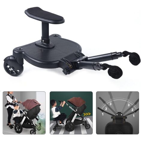 Senderpick – Planche poussette universelle avec siège – Compatible 99% poussettes – Charge max 25kg – Pédale antidérapante – Siège rembourré amovible
