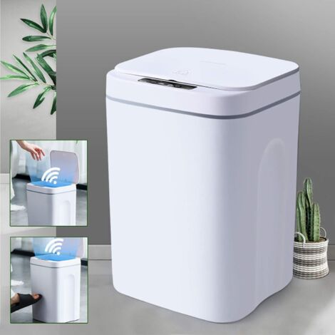 Senderpick – Poubelle automatique 16L – Détecteur infrarouge – Ouverture sans contact en 0,3 seconde – Conception étanche pour espaces humides – Blanc