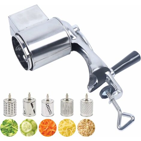 Senderpick – Râpe à légumes manuelle en acier inoxydable – 5 lames de tambour interchangeables – Coupe précise pour salades et frites