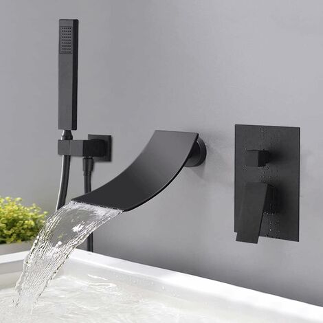 Senderpick – Robinet de baignoire cascade avec douchette – Mitigeur thermostatique en laiton – Finition métal – Installation facile et durable