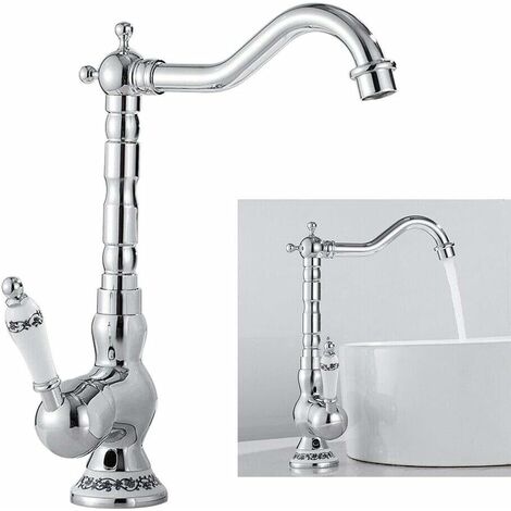 Senderpick – Robinet de cuisine vintage mitigeur à levier unique – Laiton – Bec haut – Valve de haute qualité – Installation facile