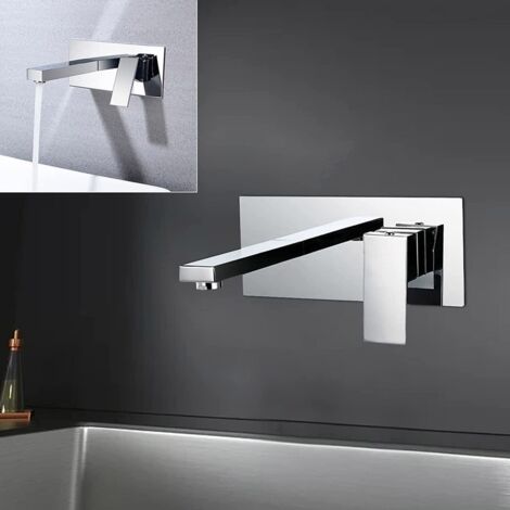 Senderpick – Robinet lavabo mural en laiton – Installation rapide – Commandes eau chaude et froide – Finition métal pour salle de bains