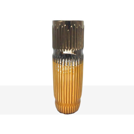 Senf glasierte Keramikvase 13x13x42cm