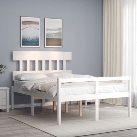 Senior Bed without Mattress White 140x190 cm Solid Wood vidaXL
