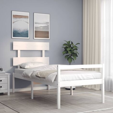 Senior Bed without Mattress White Single Solid Wood vidaXL