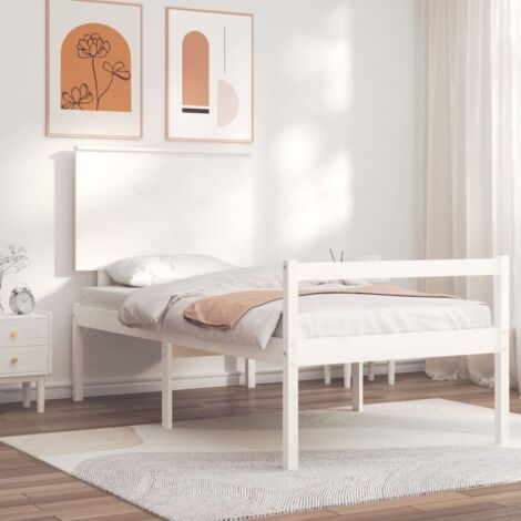 Senior Bed without Mattress White Single Solid Wood vidaXL