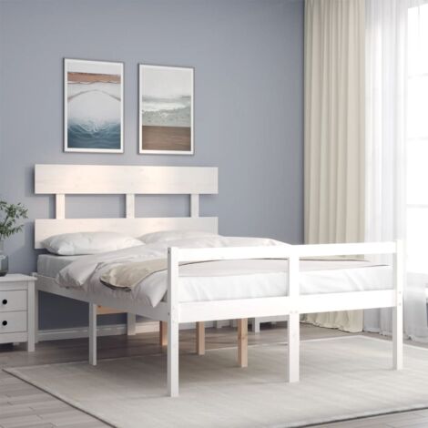 Senior Bed without Mattress White Small Double Solid Wood vidaXL