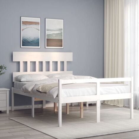 Senior Bed without Mattress White Small Double Solid Wood vidaXL