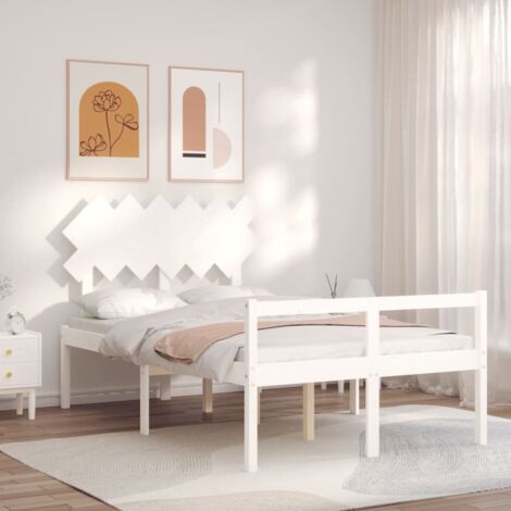 Senior Bed without Mattress White Small Double Solid Wood vidaXL
