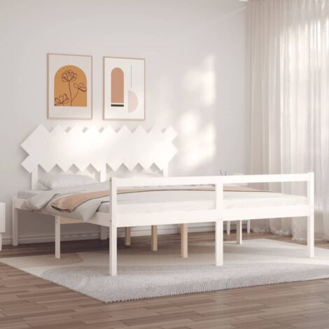 Senior Bed without Mattress White Super King Size Solid Wood vidaXL