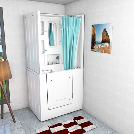 Seniorendusche und Kombination Wanne mit Whirlpool S02D-WP-C-R 100x78x205cm