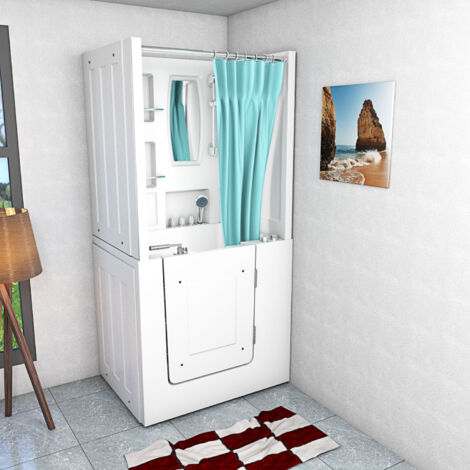 Seniorendusche und Kombination Wanne mit Whirlpool S02D-WP-TH-C-R 100x78x205cm