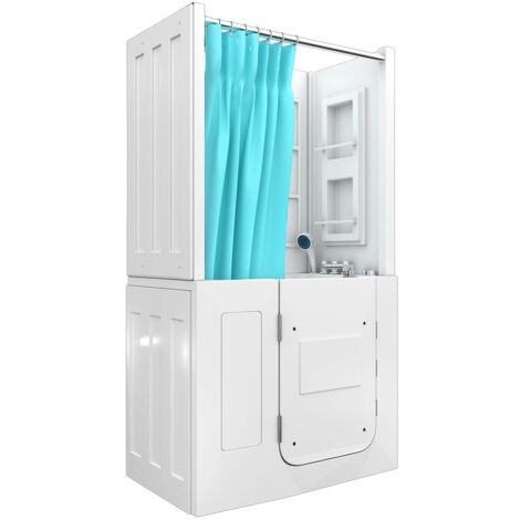 Seniorendusche und Kombination Wanne mit Whirlpool S08D-WP-TH-C-L 110x68x205cm