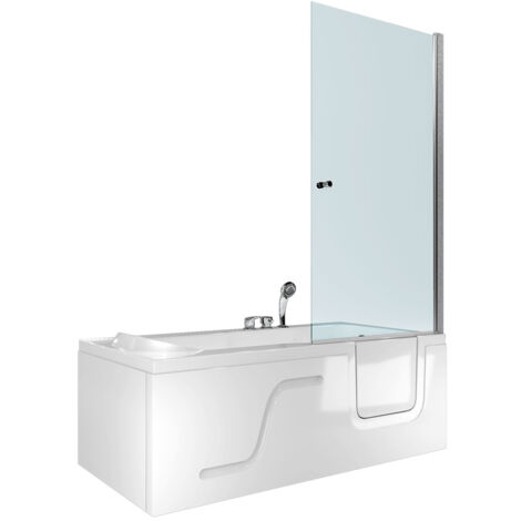 Seniorendusche und Sitzwanne Kombination Wanne mit Tür S17D-EH-L-EC 150x75x194cm
