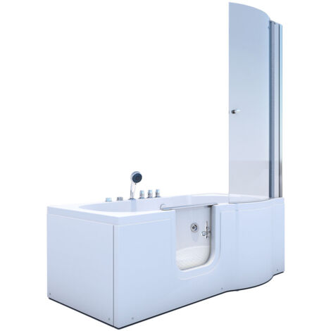 Seniorendusche und Wanne mit Whirlpool S12D-TH-WP-L Dusche 170x85cm