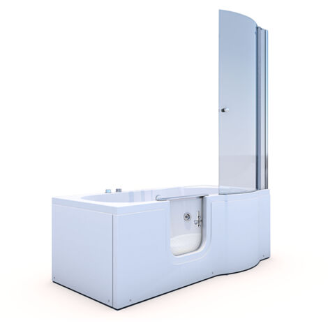 Seniorendusche und Wanne mit Whirlpool S12D-WP-L-EC Dusche 170x85cm