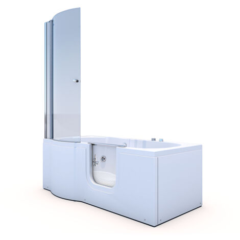 Seniorendusche und Wanne mit Whirlpool S12D-WP-R Dusche 85x170cm OHNE 2K Scheiben Versiegelung