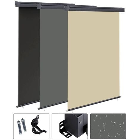 MUCOLA Senkrechtmarkise für Balkon und Terrasse 140x140 cm Anthrazit Vertikalmarkise Windschutz Markise Sonnenschutz Sichtschutz