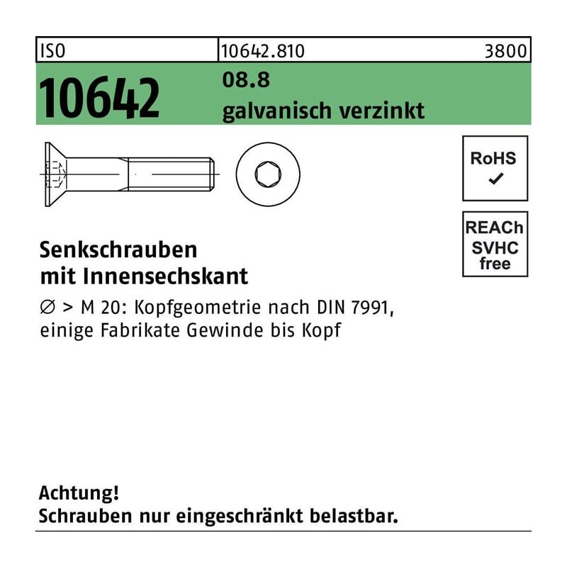 106428109040016 Senkschraube iso 10642 Innensechskant m 4 x 16 8.8 galvanisch v | 04043952607282 106428109040016 Senkschraube iso 10642 Innensechskant m 4 x 16 8.8 galvanisch v | 04043952607282