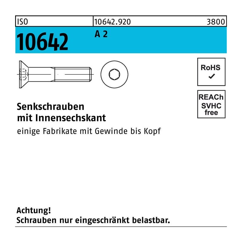 106429200200055 Senkschraube iso 10642 Innensechskant m 20 x 55 a 2 | 04043952609255 106429200200055 Senkschraube iso 10642 Innensechskant m 20 x 55 a 2 | 04043952609255