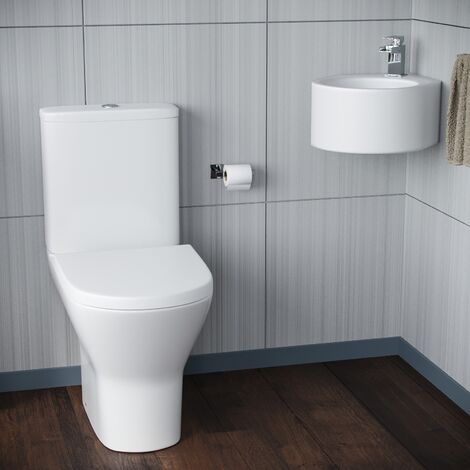 Senore Bathroom WC Closed Couple Toilet Wall Hung Cloakroom Basin Sink Suite