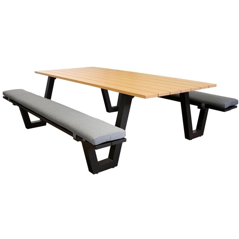 Vivol - SenS-Line Lorenzo table pique-nique / banc pique-nique - Aluminium aspect bois - 180 cm