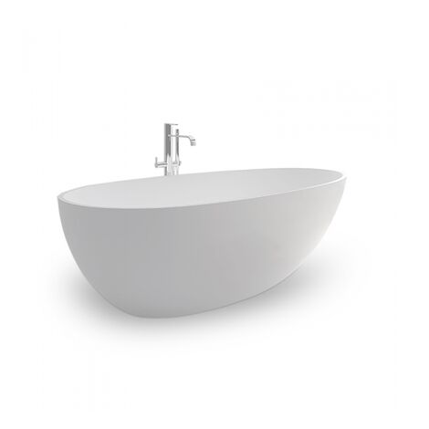 SENSAE - ISLAND BATHTUB - Bañera Ovalada Moderna - Acogedora y Confortable - Solid Surface - Blanco Mate - 90x185x56cm