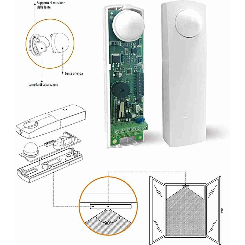 

Sensor de cortina de doble tecnología para ventanas y puertas AMC DT 16