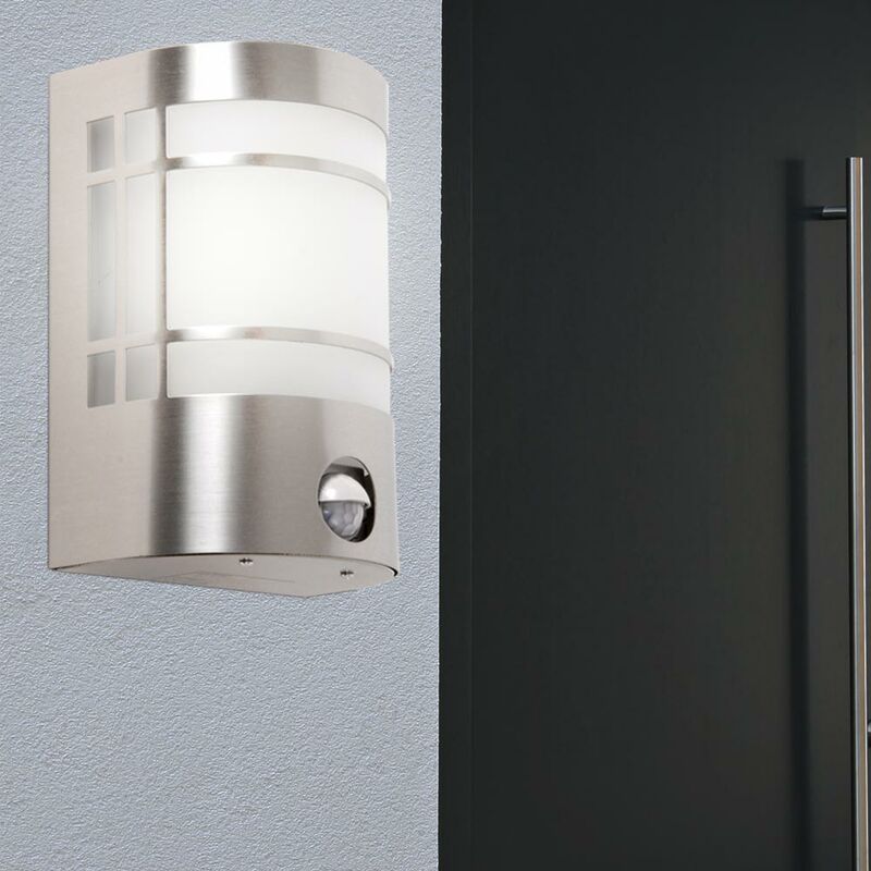 

Sensor de luz de pared exterior vidrio de acero inoxidable terraza de 1 llama E27 Hilight 103099
